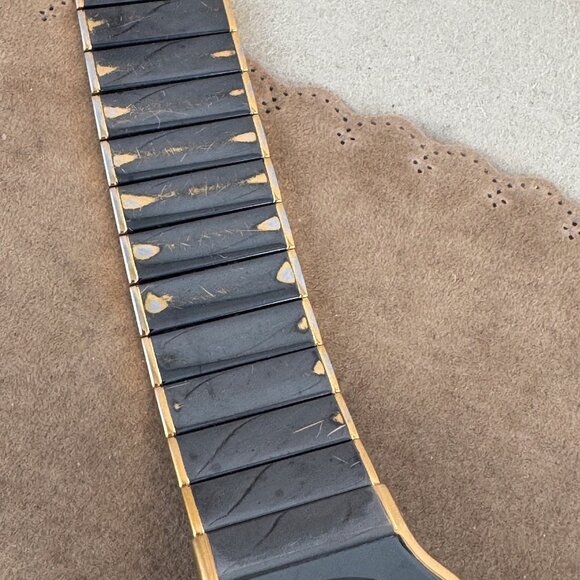 Vintage LassaleLuxury Watch Gun Metal Black on Gold, Roman Numeral Bezel - Picture 6 of 11